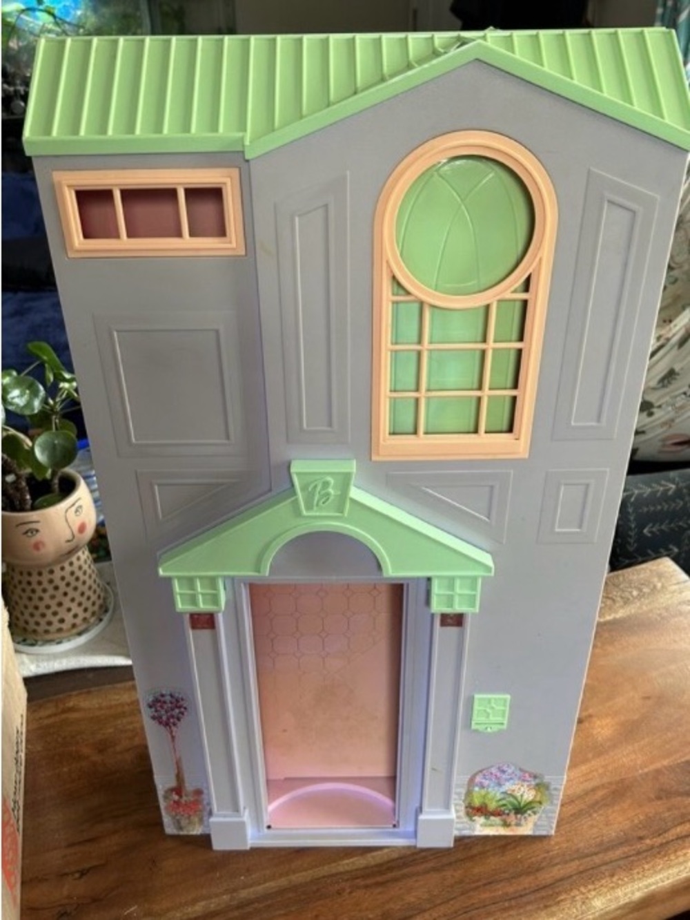 Vintage Barbie Folding Dream Dollhouse Playset in Purple, Mint Green & Peach